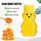 20pcs Plastic Transparent Disposable Cartoon Bear Juice Bottle, Small Capacity Dispensing Bottle, 60ml Honey Bottle