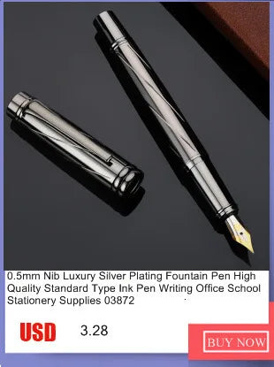 1 PC High Quality Luxury Full Metal Ballpoint Pen Silver Plating Ball Pens Business Writing Signing School Office Supplies 03733