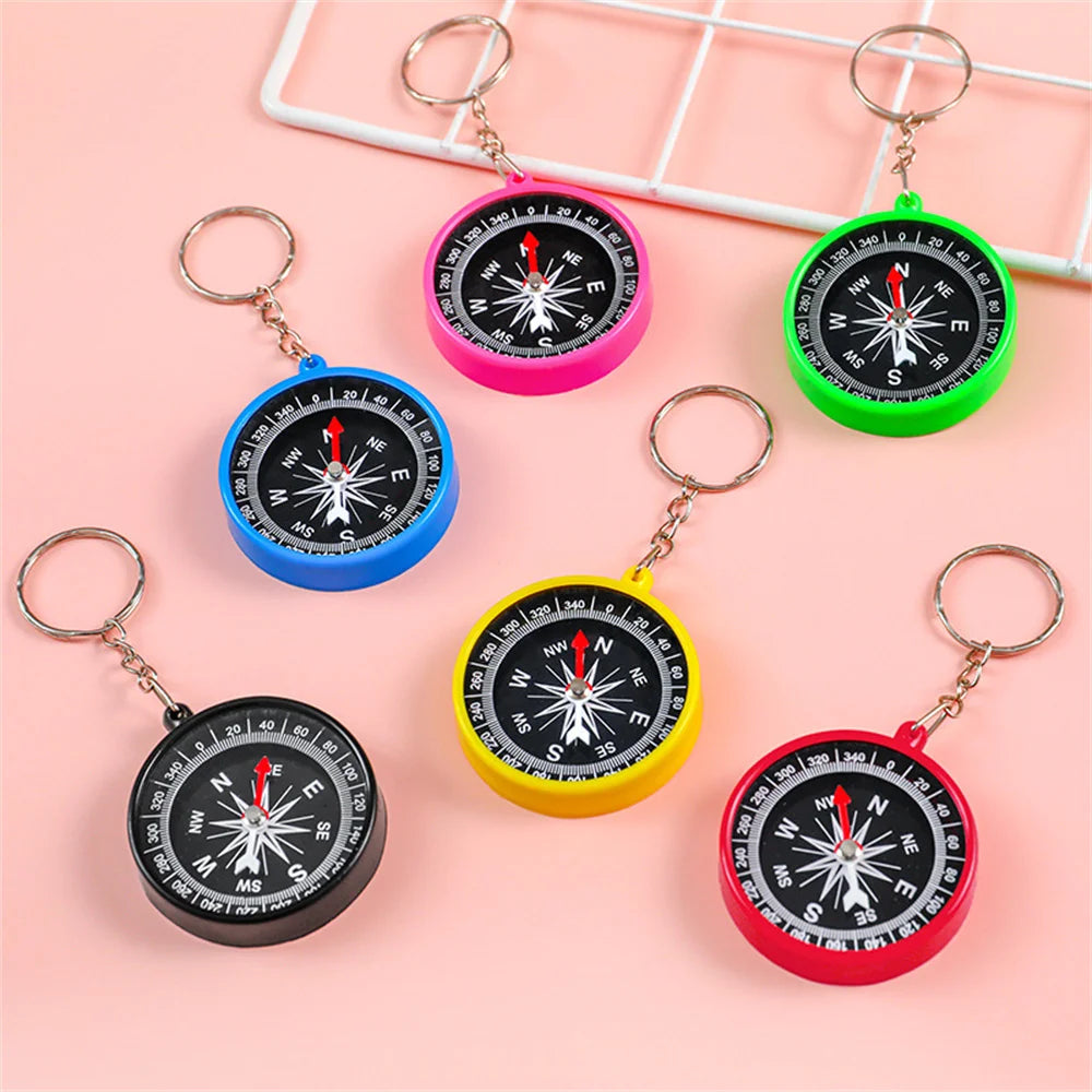 Mini Outdoor Compass Keychain Student Puzzle Learning Supplies Science Teaching Compass Key Chains Kids Gift Key Ring