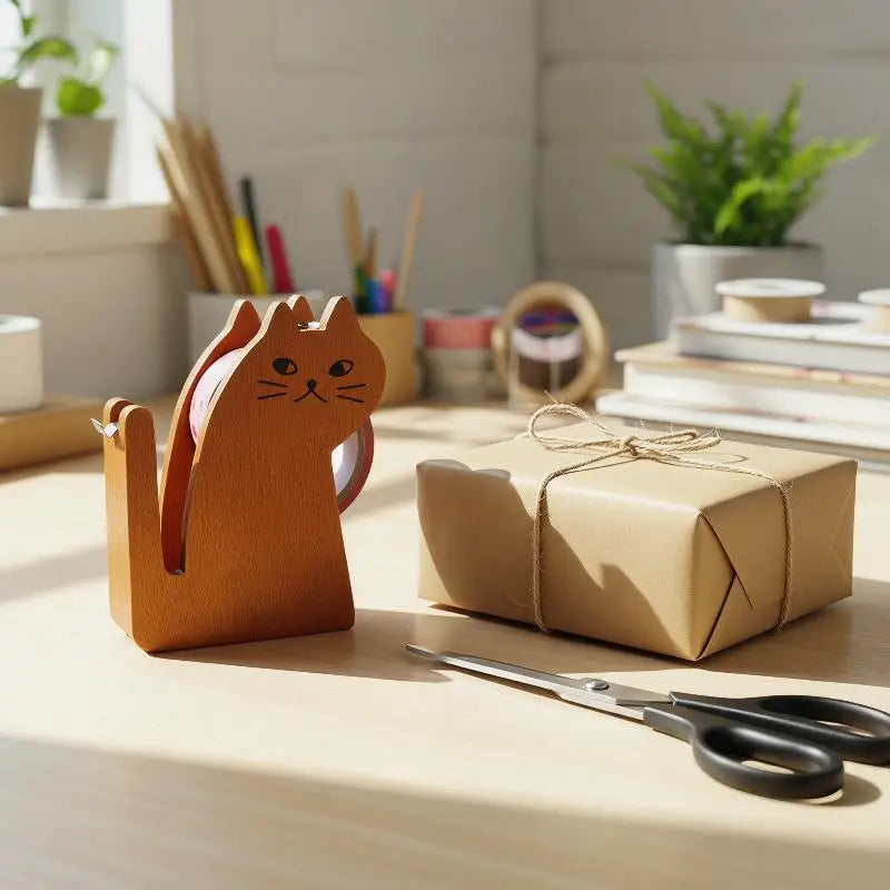 Whale Design Ergonomic Tape Holder For Office Home School Wooden Tape Cutter Desktop Tape Dispenser Animal Shaped Squirrel