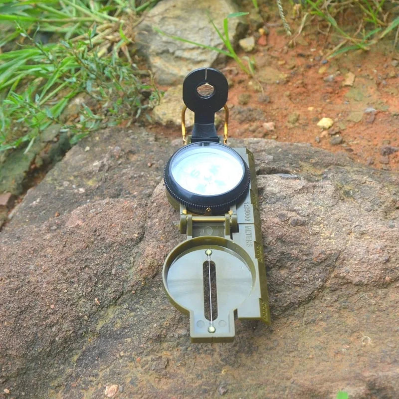 Aluminum alloy Portable Army Green Folding Lens Compass Metal Military Marching Lensatic Camping Compass Guide High Precision