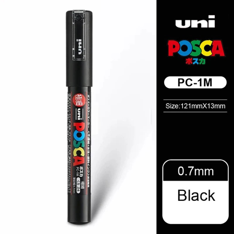 1pcs Japan UNI POSCA Marker Pen PC-1M/3M/5M POP Poster Graffiti Permanent Acrylic Marker White Black Gold Silver Art Supplies