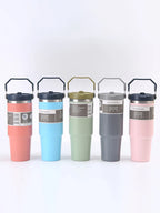 30OZ Portable Car Cup Stainless Steel Thermos Cup with Straw Travel Sports Water Bottle With Handle Cover Coffee Vacuum Flask
