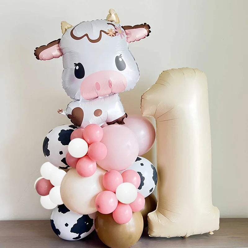 Pink Farm Animals Birthday Decor Disposable Tableware Set Paper Banner Floral Plates Baby Shower Girl Birthday Party Decorations