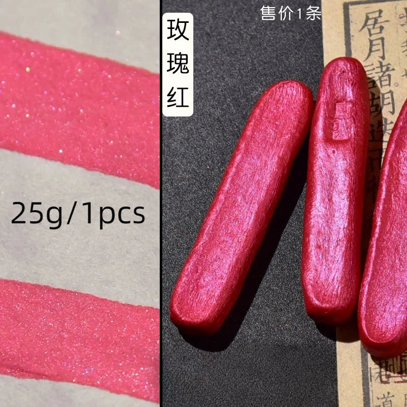 Colored Pearlescent Ink Stick Handmade Chinese Sumi Solid Ink Stick Traditional Calligraphy Ink Stick for Beginners Practicing