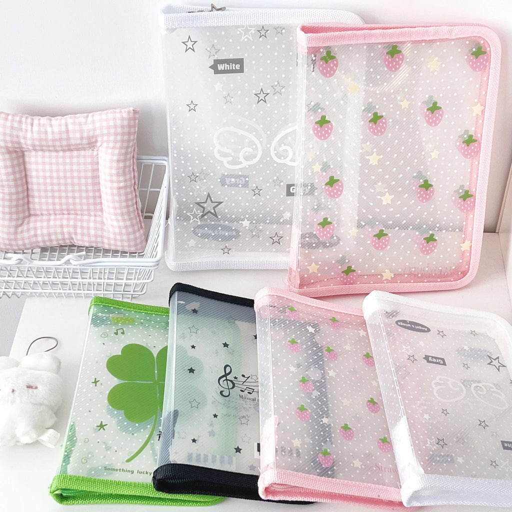 A5/A6 PP Twill Zipper Pouch Cute Stationery Storage Folder File Document Bag Zip File Folder School Office Supplies