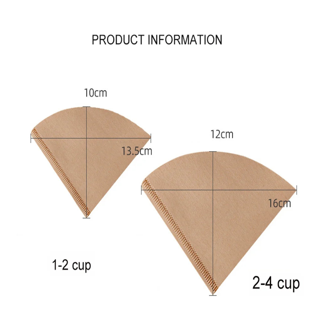 100pcs Coffee Filter Paper V-Shaped Wood Pulp Drip Paper Cone Coffee Strainer Bag Espresso Tea Infuser Accessories