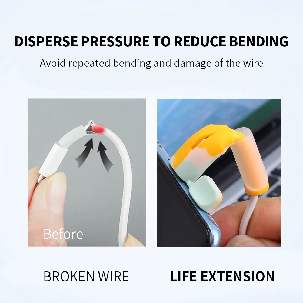 Soft Silicone Cable Winder Protectors for Dual USB C Android Charging Cable Saver Cord Organizer Wire Anti Break Protection