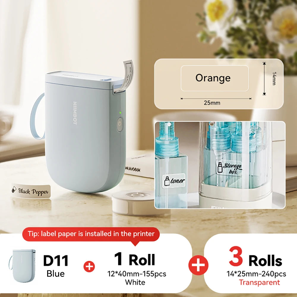 NIIMBOT D11 New Version Label Printer Mini Portable 300DPI Bluetooth Wireless Label Maker Name Tag Kitchen Sticker PrintingMaker