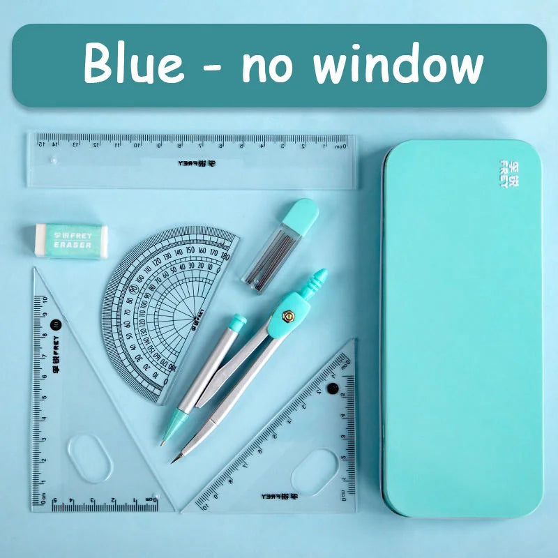 7 Pcs/set Mathematical Rulers Set Multi-function Professional Compass Ruler Drawing Tools School Supplies Students Stationery