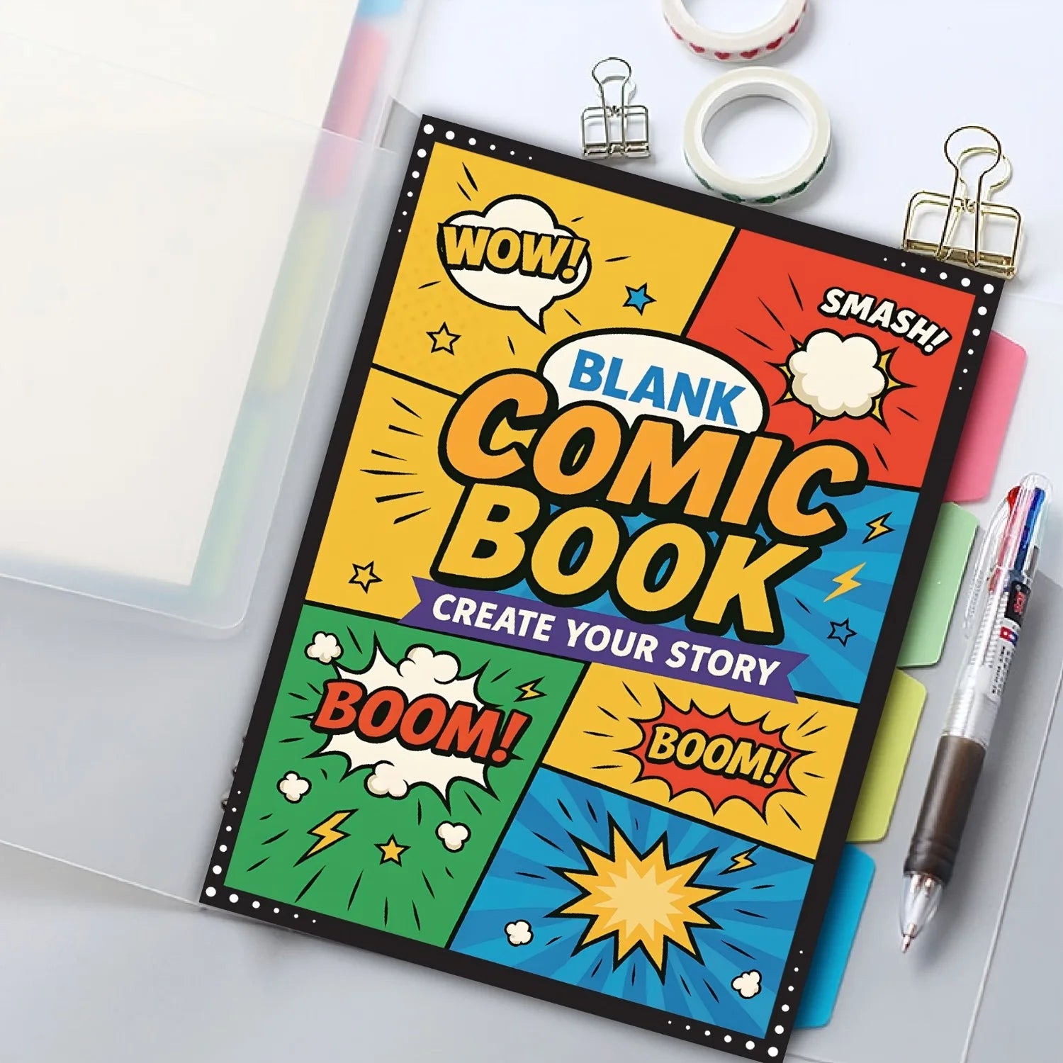 30 Sheets Thick Paper Manga Sketchbook 5.9" x 7.8" Blank DIY Drawing Book with Speech Bubble Templates and Explosion Effects