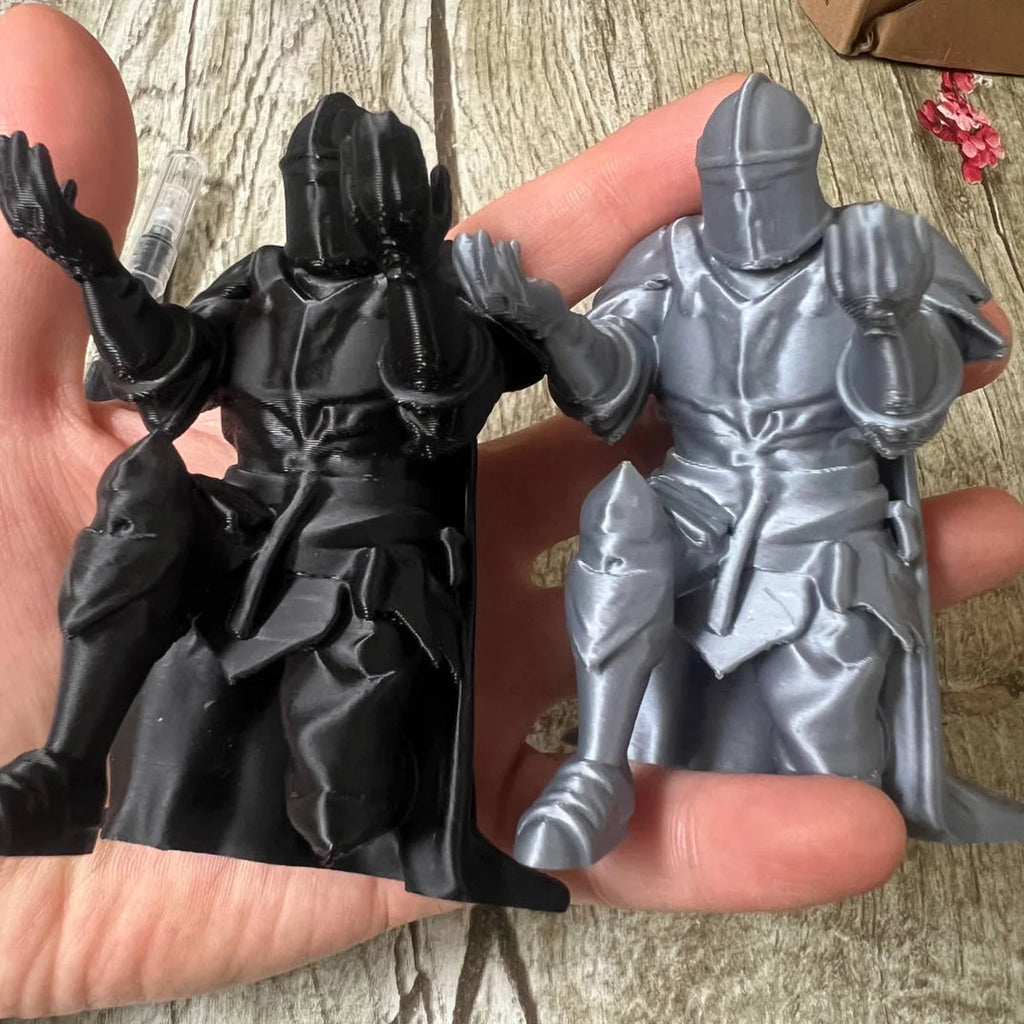 (9*7.6cm) 3D Printed Medieval Knight Pen Holder Black Silver Warrior Statue Desk Organizer Creative Office Decor Stationery Gift