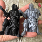 (9*7.6cm) 3D Printed Medieval Knight Pen Holder Black Silver Warrior Statue Desk Organizer Creative Office Decor Stationery Gift