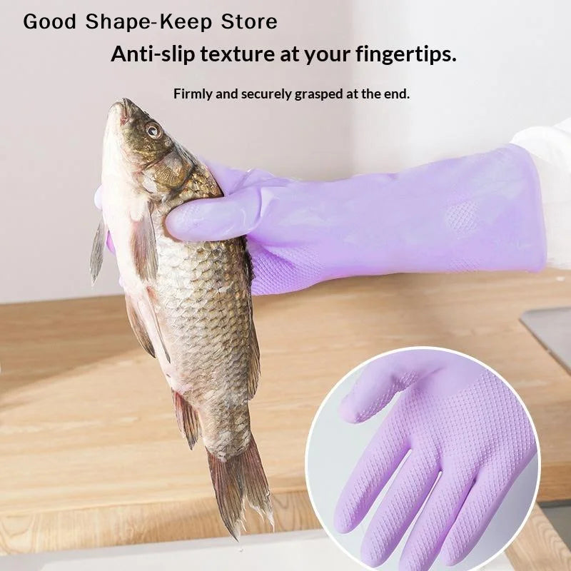 dailyWater Resistant Dish Washing Gloves 1 Pair Durable Latex Rubber Gloves Reusable for Kitchen Cleaning Laundry Gardening Use