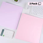 3 Ring Binder 2 Pack, 1 Inch Clear View Binders with 2 Interior Pockets, Round Ring Binder for Office & School Supplies, Pink and Purple
