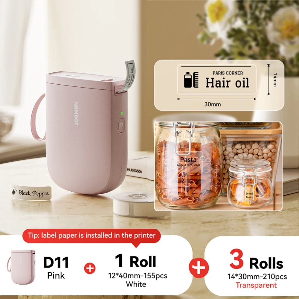 NIIMBOT D11 New Version Label Printer Mini Portable 300DPI Bluetooth Wireless Label Maker Name Tag Kitchen Sticker PrintingMaker