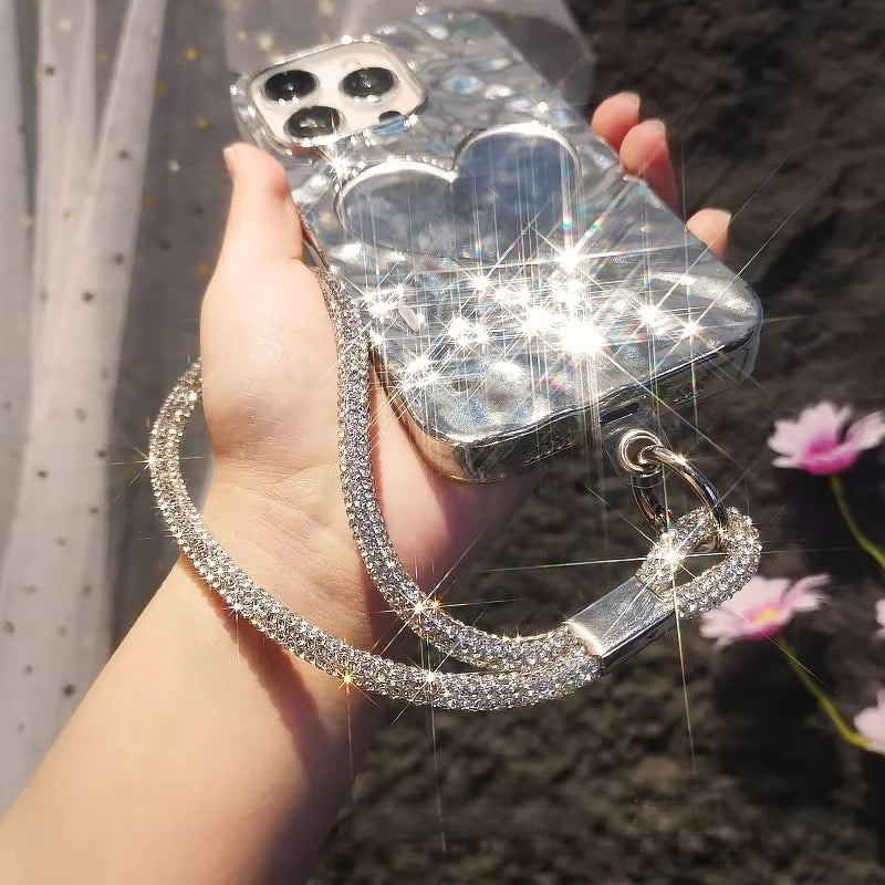 INS Glitter Phone Lanyard Phone Crystal Wrist Straps Keychain Anti-lost Rope For iPhone 16 Samsung Universal Bling Hanging Cord