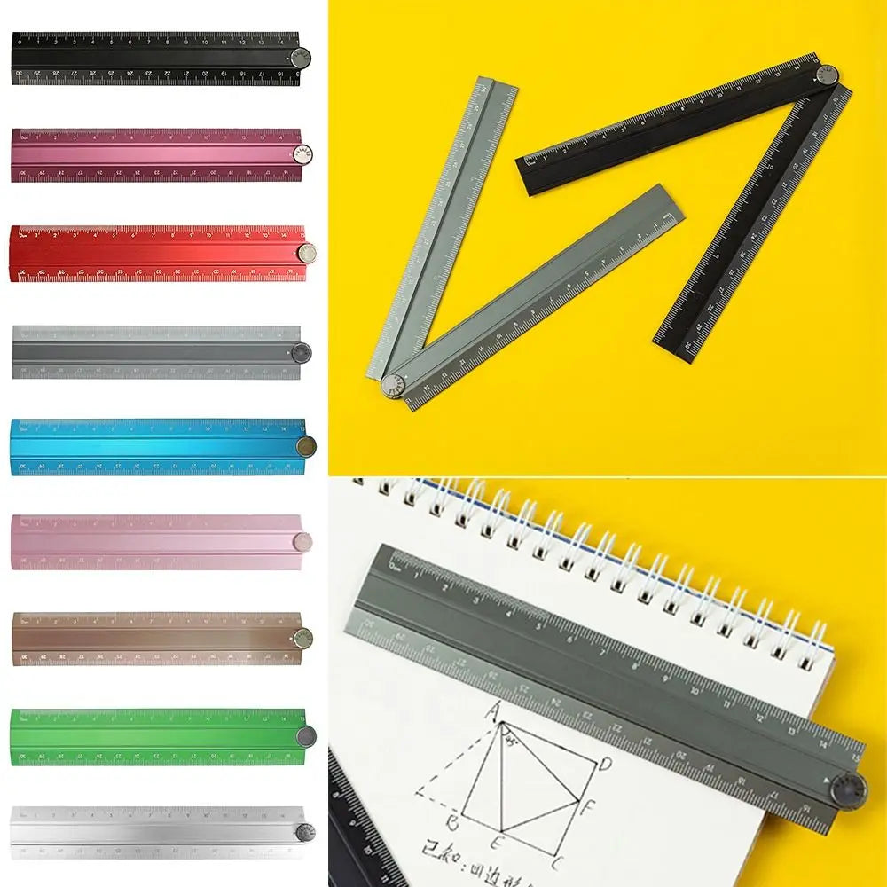 High Quality 30cm Folding Ruler Aluminum Alloy Multifunctional Stationery Ruler Drawing Measuirng Tool Metal Ruler Students