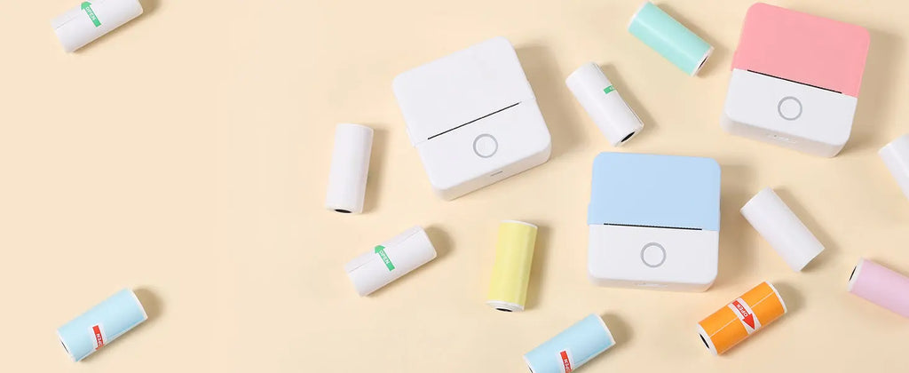 Thermal Mini Printer, Portable Inkless Sticker Maker,Bluetooth Free Cut Small Pocket Printer for Children DIY 57mm Photo Print