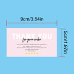 50pcs Pink Double Sided Thank You Cards for Small Business Gift Card Party Decoration Supplies Greeting Cards Package Decoration