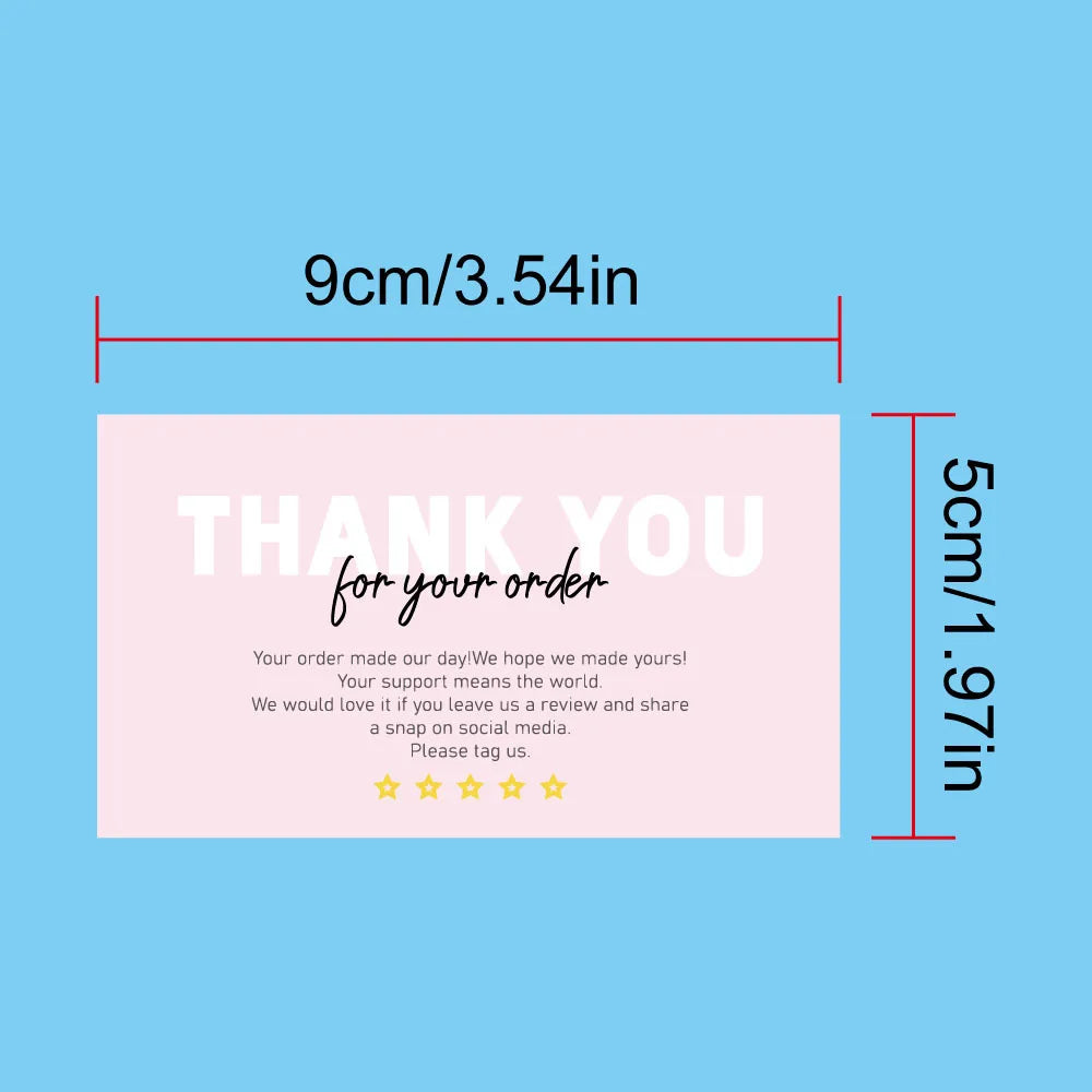 50pcs Pink Double Sided Thank You Cards for Small Business Gift Card Party Decoration Supplies Greeting Cards Package Decoration