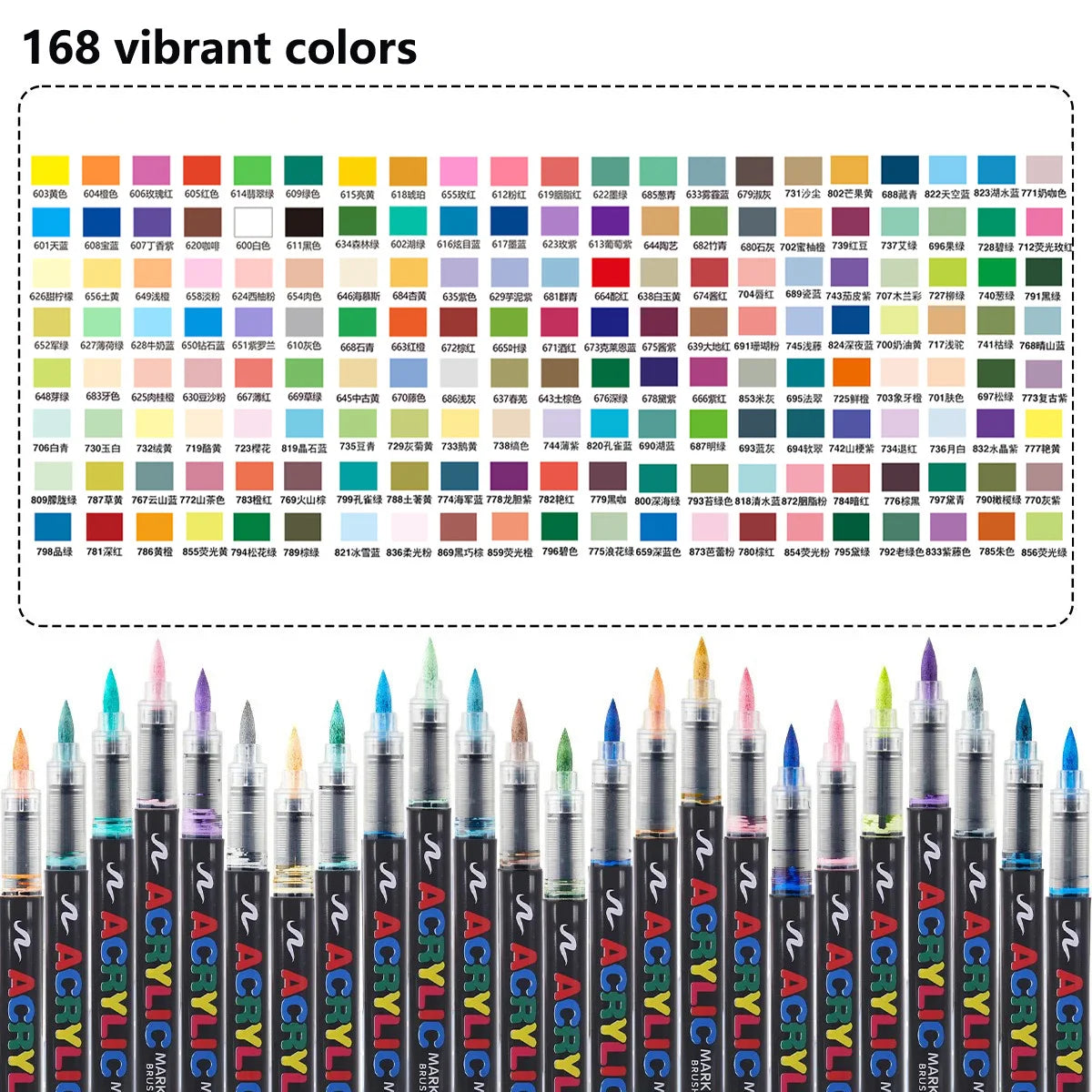 12-366 Colors Acrylic Marker Set Waterproof Acrylic Brush Marker Professional Acrylic Painting Marker DIY Art Supplies
