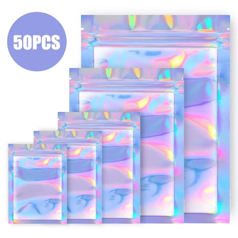 Resealable Laser Ziplock Bags For Necklace Food Storage Bags Pouch Packaging Bag Multifunctional Bubble Mailers