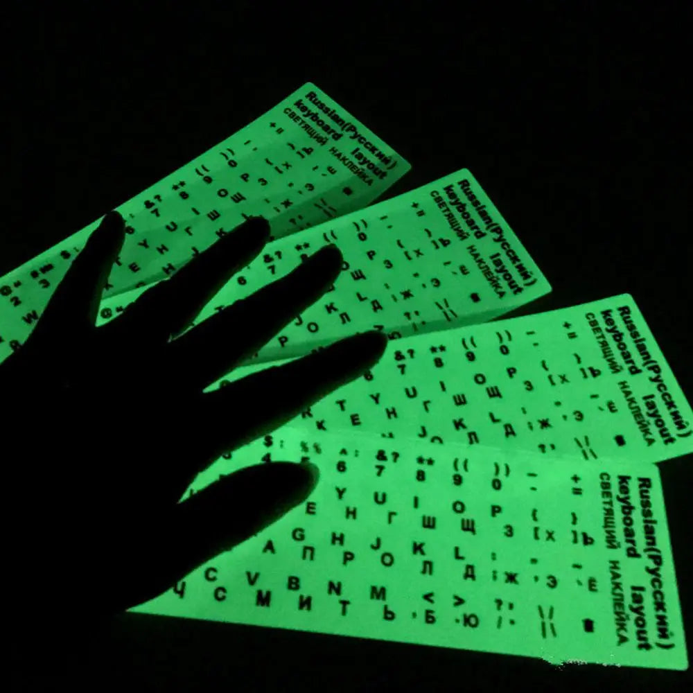 Spanish English Russian Arabic French Luminous Keyboard Stickers For Laptop PC Desktop Key Board Night Light Dustproof Sticker