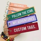 Wholesale Custom Embroidery Keychains Logo Flight Tag Keychain Jet Tag Keychain Personalized Name Key Ring Fabric Keychain
