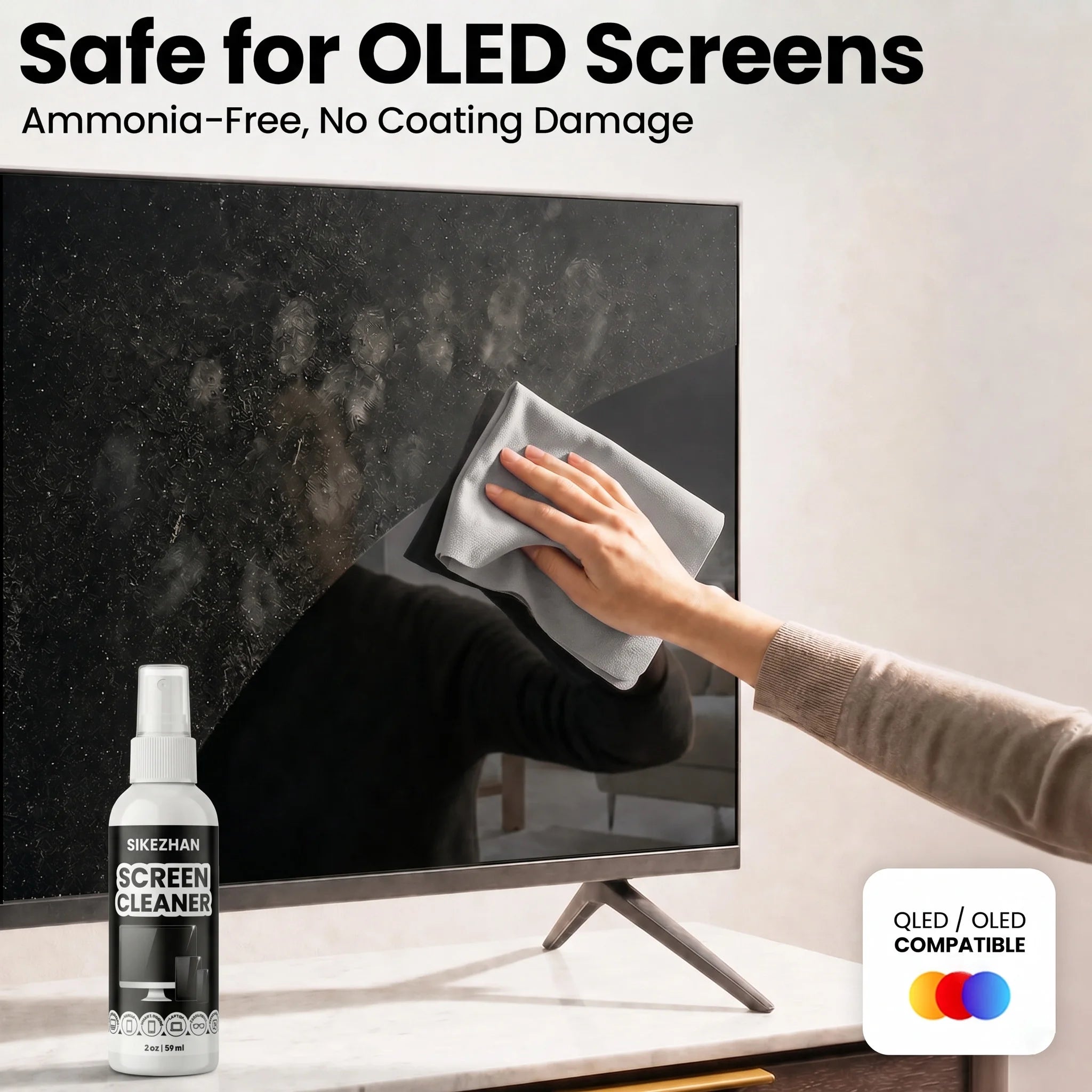 Screen Cleaner Kit Spray with Microfiber Polishing Cloth Streak Free Cleaning Solution for MacBook iPad Laptop TV Display