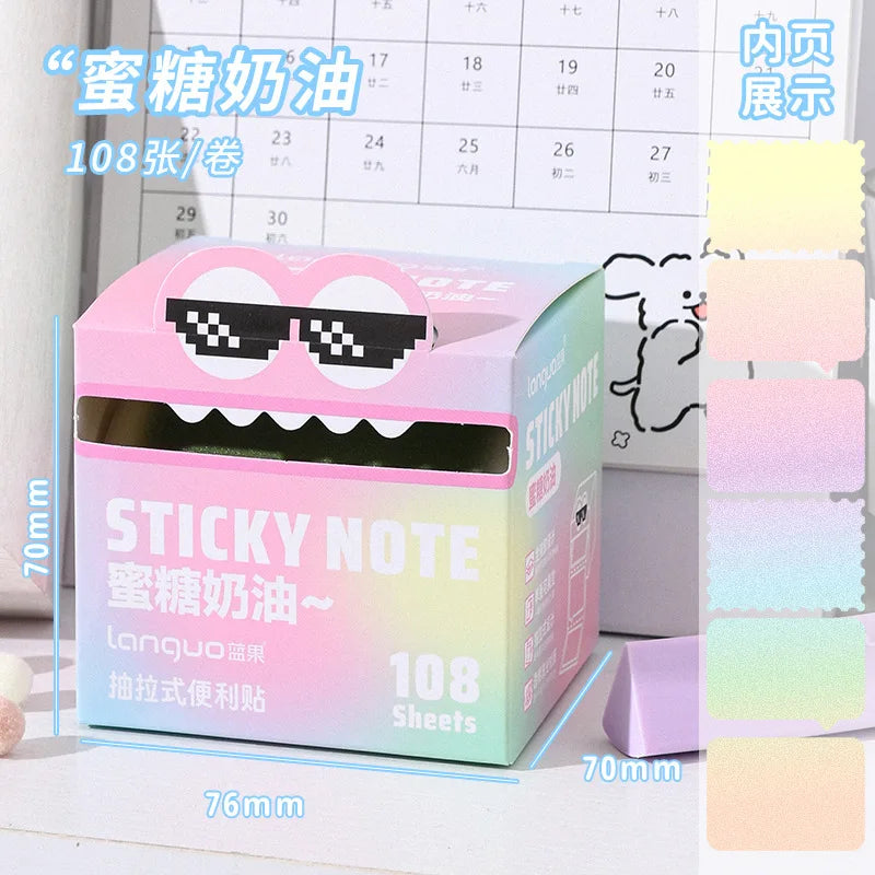 Mr. Paper 105/108Sheets/roll Pull-out Sticky Notes Student Stationery Sticky Notes Transparent Color Sticky Notes DIY Handbook