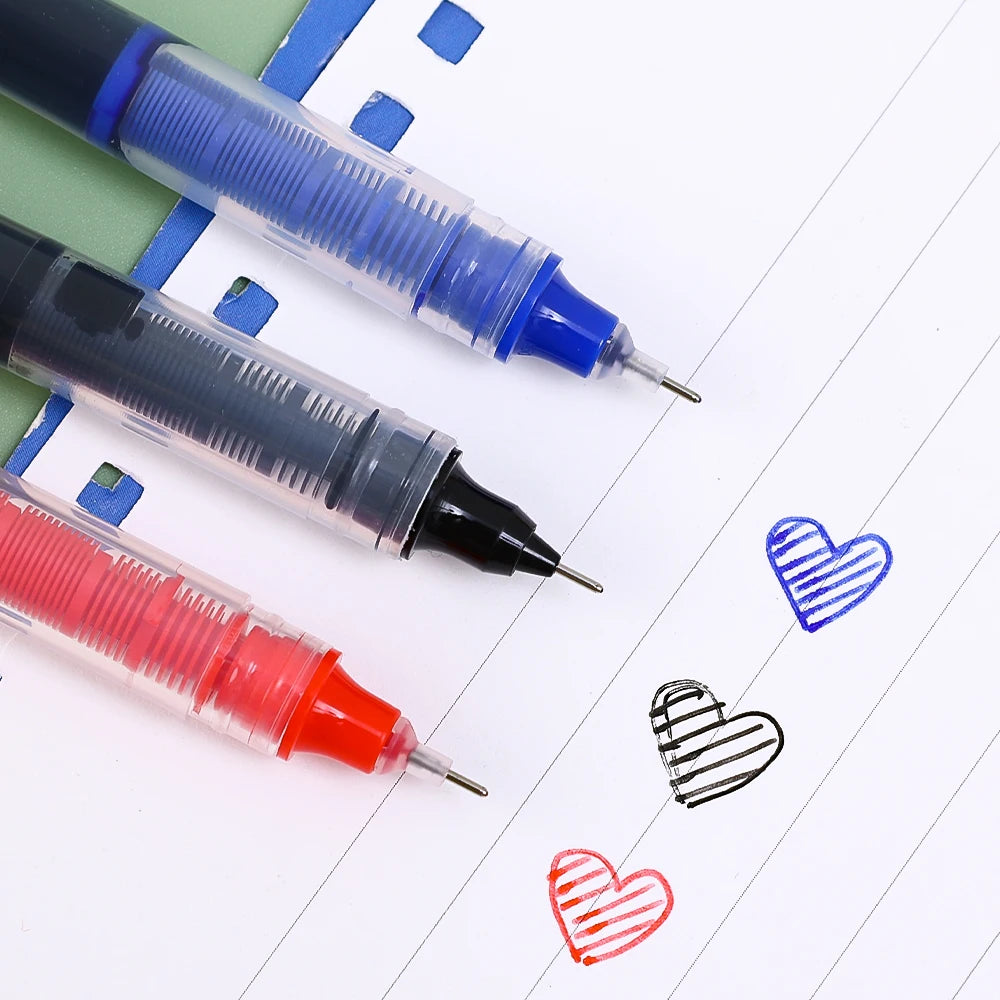1-20Pcs Needle Type Gel Ink Pens Black/Blue/Red 0.5mm Liquid Ballpoint Pen Students Stationery School Office Writing Tool