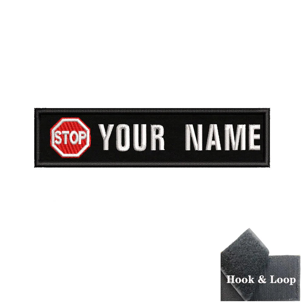1PC 10cmX2.5cm Custom Name Patch Stripes Badge Iron On Or Hook Loop fire trophy radiation motorcycle blood drop love Pentagram