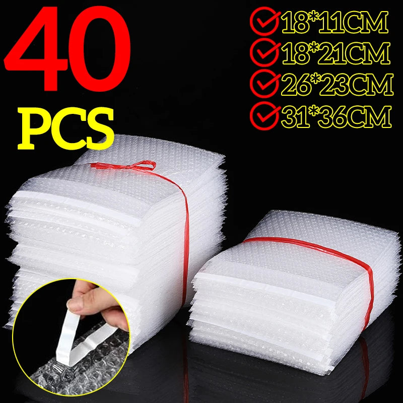 10-40PCS Transparent Double Sided Bubble Mailer Self Seal Gift Packaging Bag Self-adhesive Express Bubble Envelope Plastic Bags