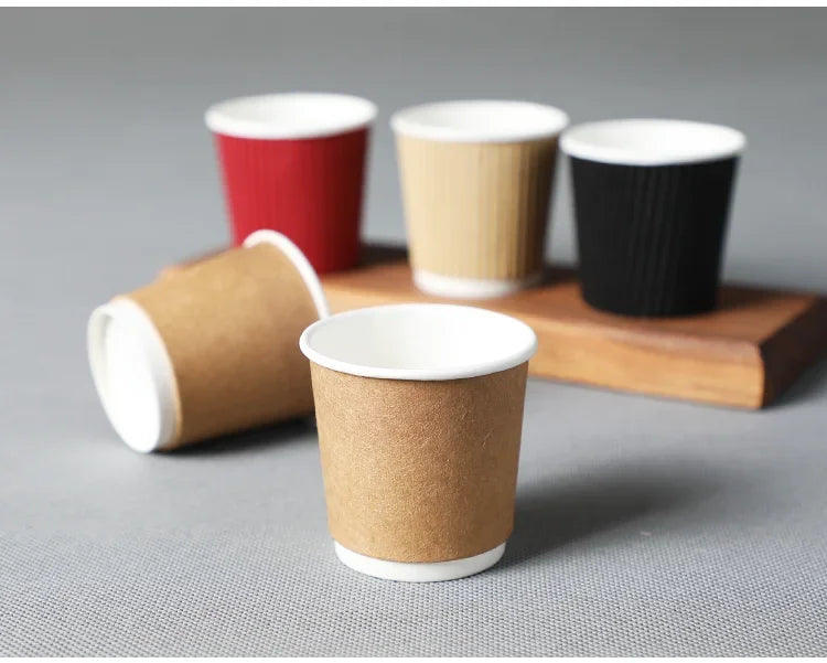 100pcs/pack 4oz Paper Cup Disposable Kraft Coffee Cup Hot Drinking Party Supplies