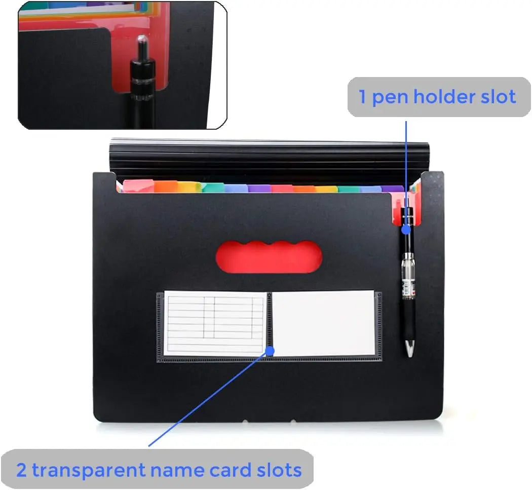12/24Pockets Expanding File Folder A4 Size Filing Folder Organizer Large Capacity Portable Accordian File Box For Classroom Offi