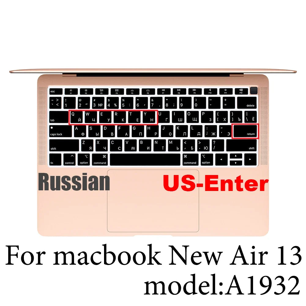 Russian Silicone Keyboard Cover Protector for Macbook Air13/12/15/16Pro Touchbar A2992/A3113/A2941/A1990/A3114/A2289A2337/A2141