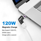 Elough 120W USB Type C To USB C Magnetic Adapter 90 Degree Fast Charging Magnetic Converter For Macbook iPad Pro Switch Samsung