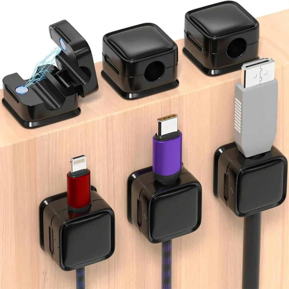 3/6/12PCS Portable Magnetic Cable Clips Cable Protector Desk Tidy Management Clips For Mouse Earphone Wire Organizer Cable Stand