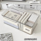Desktop Storage Box Large Capacity with Lid Cosmetic Organizer Box Transparent Office Supplies Book Document Storage Box