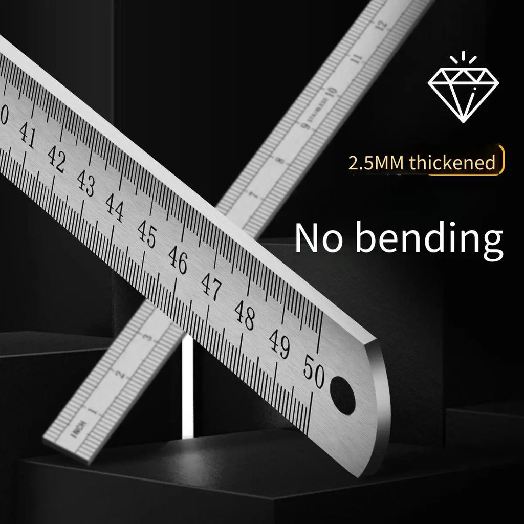 2.5mm Thick 50cm Stainless Steel Ruler Metric Inch Straightedge for Woodworking Construction Drafting Teaching and Measuring
