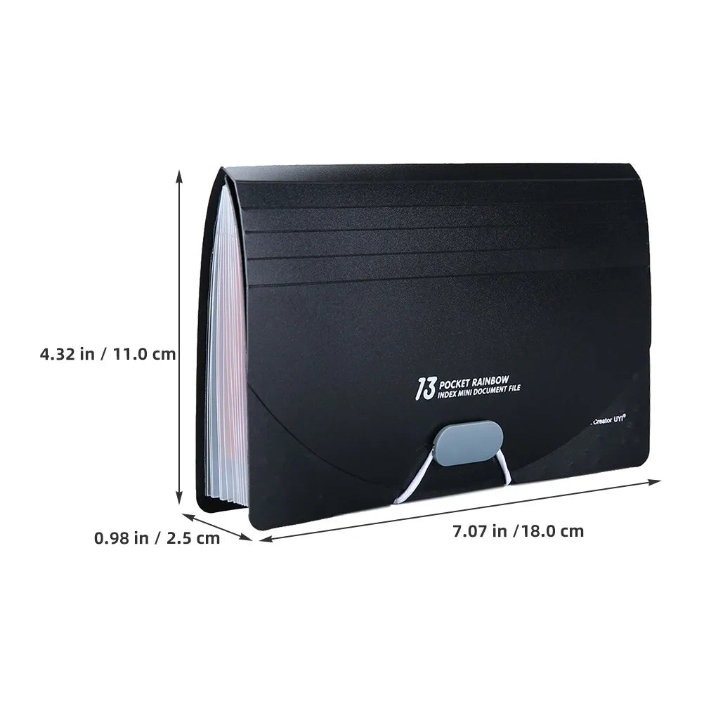 A6 Expanding Receipt Organizer Folder 13 Compartments Handheld Accordion File Holder Three Side Seal Document Storage