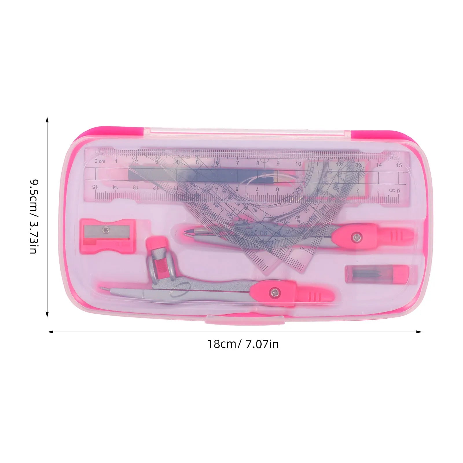 1Set Math Compass Set for and Students Protractor Ruler Kit School Supplies Portable Drafting Tools for Learning and