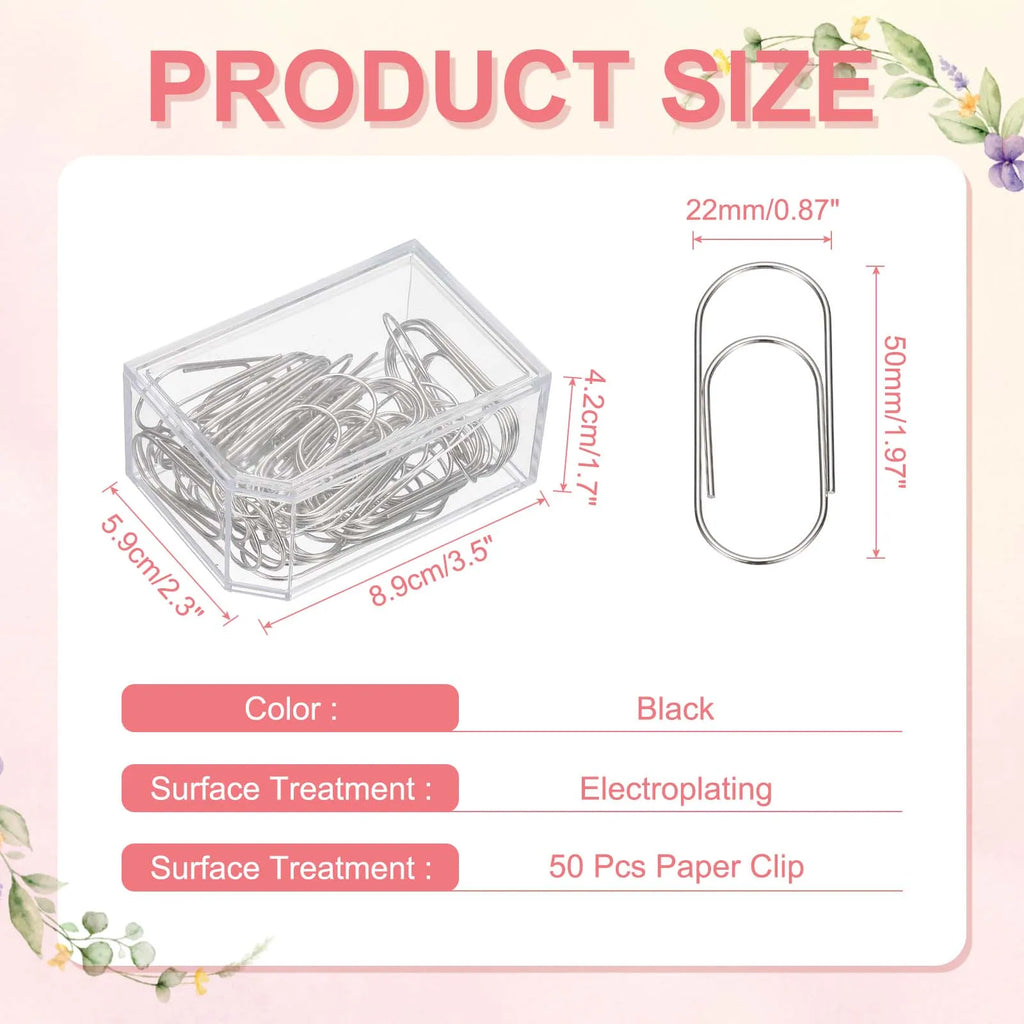 20/50/100Pcs Paper Clip 2inch Non-Skid Metal Paper Clamp Clips Large for Office Supplies Craft Scrapbook Document Note Sorting