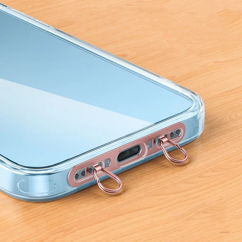 1/2/3Pcs Metal Phone Lanyard Side Hanging Patch For iPhone Stainless Steel Clip Double Buckle Phone Straps Gasket Connect Piece
