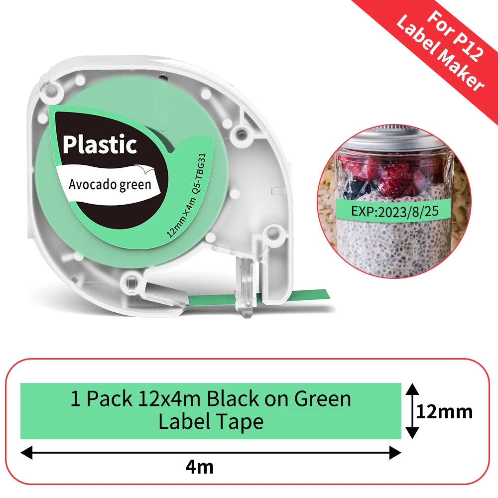 P12 Mini Label Maker Machine with Tape Bluetooth Label Printer Handheld Sticker Multiple Templates Font Inkless Sticker Maker