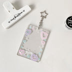 1PC Colorful Graffiti Love Glitter Card Sleeve Transparent Three-inch Mini Card Protector Key Chain Pendant Photo Holder