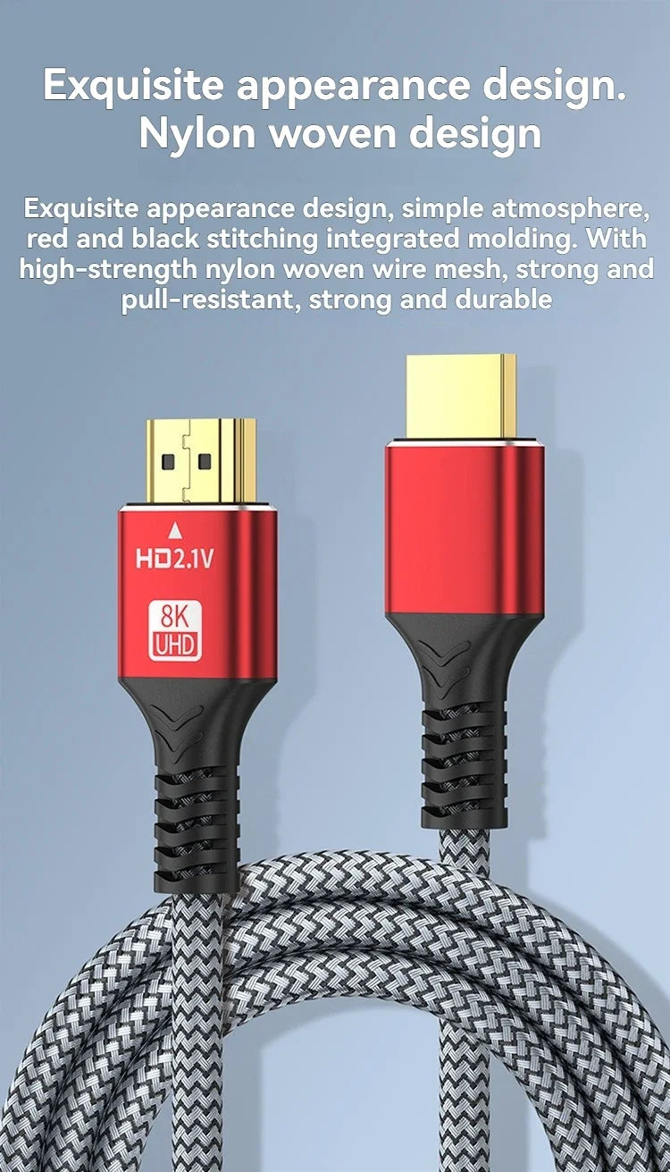 MINGCVIL 48Gbps HDMI-compatible Cable 8K 60Hz 1m 2m 3m 5m HDMI-compatible 2.1 Cable 4K 120Hz HDR 3D Effect Video for HDTV PC