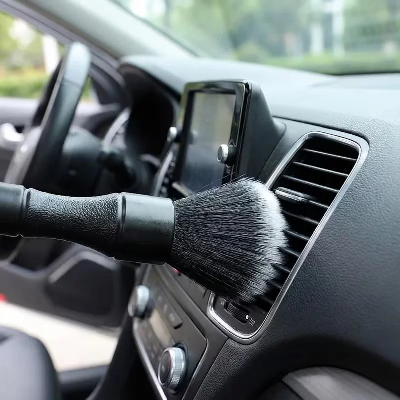 1PC Black Soft Bristled Dust Brush - Suitable for Cleaning Car Interiors, Instrument Panels, and Computer Keyboards