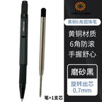 WANCHER Ballpoint Pen Original Hexagon Brass Metal Rotary Black 0.5mm Refill Replaceable W1558 Office School Stationery